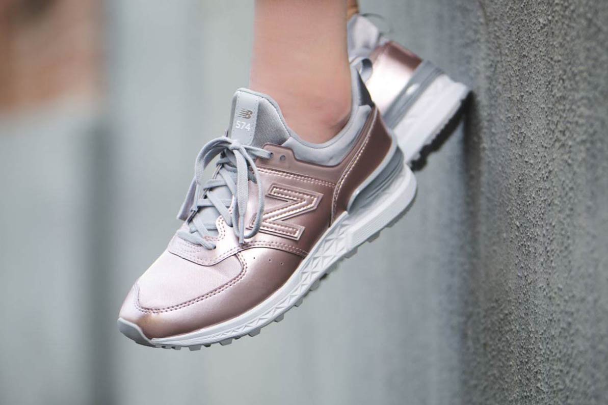 new balance metallic rose gold